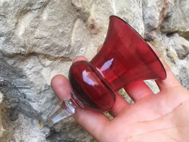 Luz Vaso Sangre De Buey Iglesia Antigua French Glass Lámpara XIX Siglo