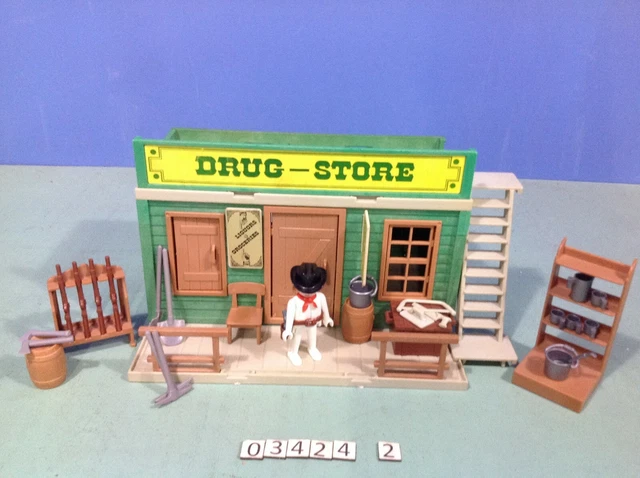 (O3424.2) playmobil Maison Drug Store Western ref 3424 vintage klicky année 1976