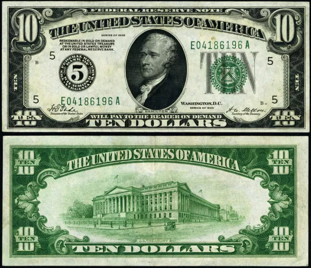 FR. 2000 E $10 1928 Federal Reserve Note Richmond E-A Block AU+