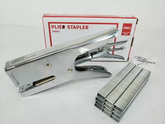 Deli All Metal Heavy Duty Plier Stapler 25 Sheet Cap + 5000 26/6 Staples 39803