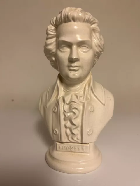 Vintage Amadeus Mozart 8.5"White Ceramic Bust Classical Music Composer by Arnels