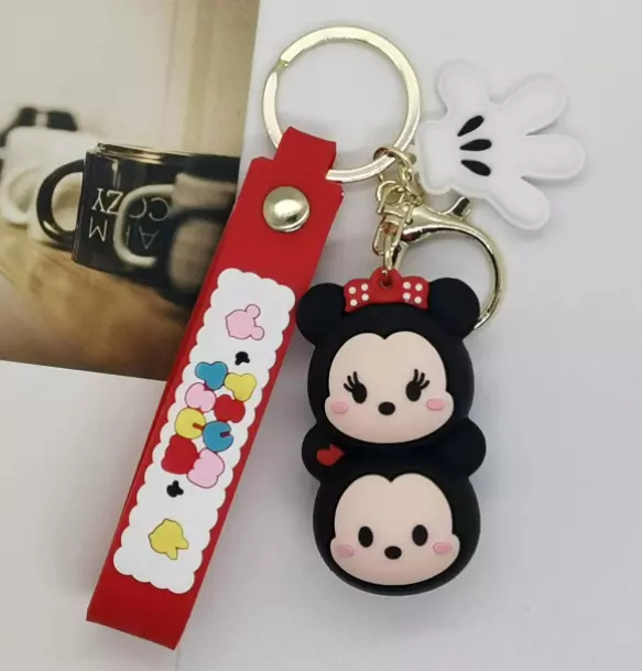 New Disney TSUM TSUM Mickey & Minnie PVC Bags Hanger Pendant Keychains Key Rings