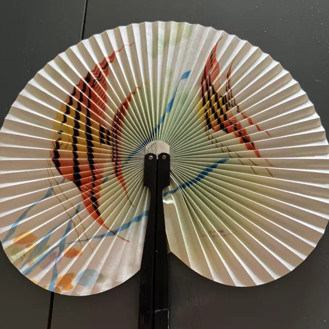 Vintage People’s Republic Of China Hand Fan Metal Handle Fish SB