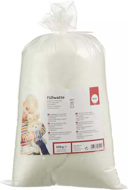 Rayher 30195000 Füllwatte Hochflauschig 500 G Beutel, Füllmaterial 100 Prozent P