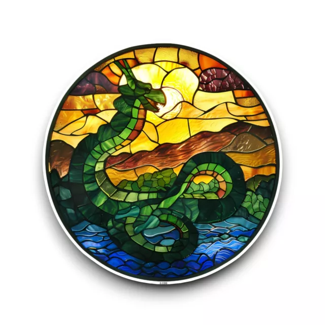 LARGE Loch Ness Monster Stained Glass Window Design Opaque Vinyl Sticker Decal