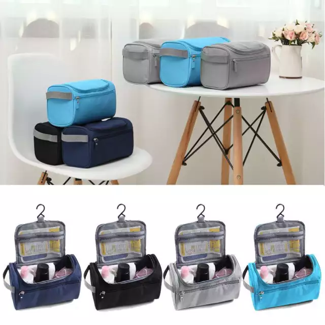 Men Women Travel Toiletry Bag Wash Kit Cosmetics Shaving Makeup Case Organizer 2