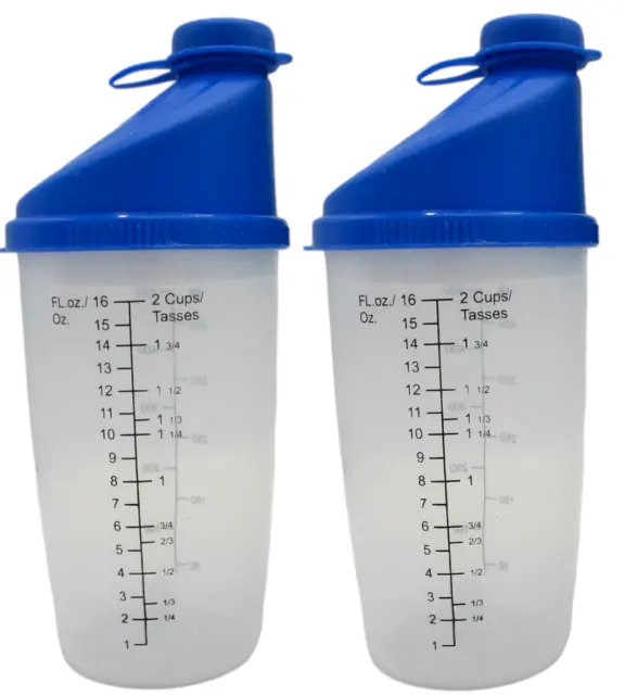 Paquete de 2 botellas agitadoras de proteínas nutricionales de 16 oz tazas mezcladoras libres de BPA 2 azul oscuro