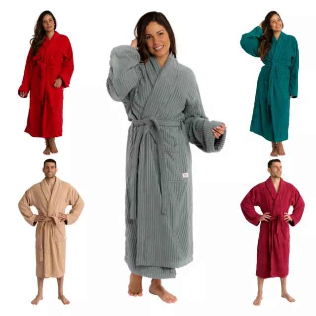 Luxury Bathrobe Men Women Terry Towelling Bath Robe 100% Combed Cotton Velour