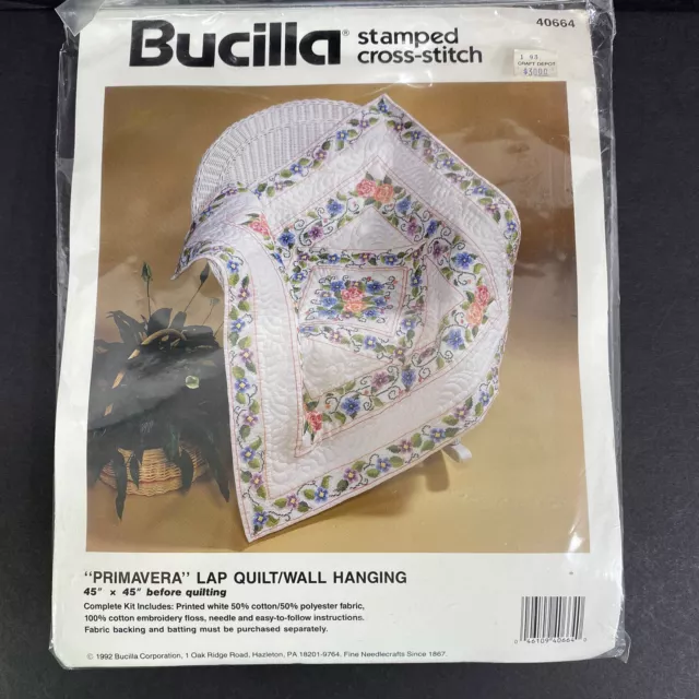 Nuevo kit colgante de pared/edredón de vuelta Bucilla PRIMAVERA 45x45"" punto de cruz estampado