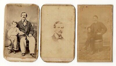 1860s man with son, mustache, New Orleans, Louisiana, old CDV photo lot (3)