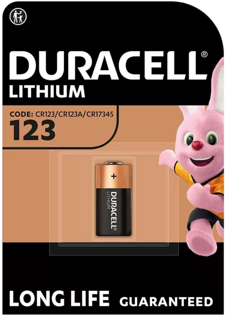 LOT DE 3 - DURACELL- Pile CR123A - Batterie Lithium - 3Volt - Exp