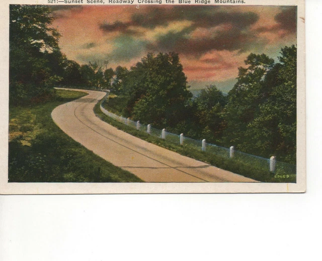 Postcard NC Ashville North Carolina Sunset Scene Road Blue Ridge  F5