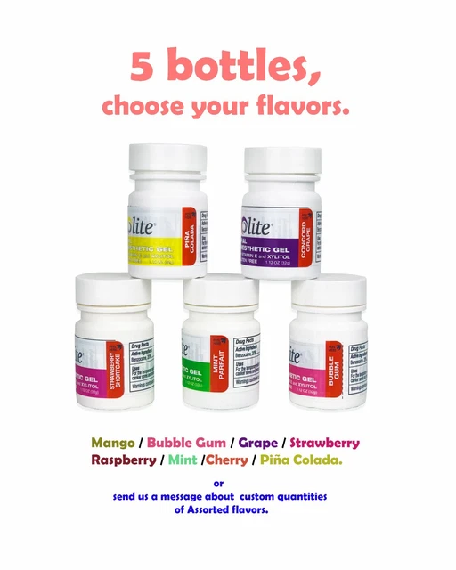 5 btl Iolite Topical Anesthetic Gel 20% Benzocaine x 30ml – Dental – 8 flavors