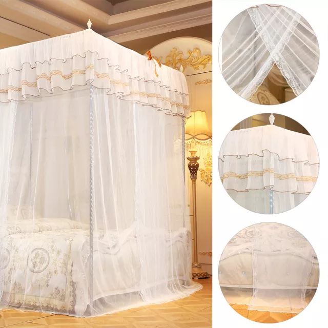 (S)Luxury Princess Four Corner Post Bed Curtain Canopy Netting Mosquito Ne SN