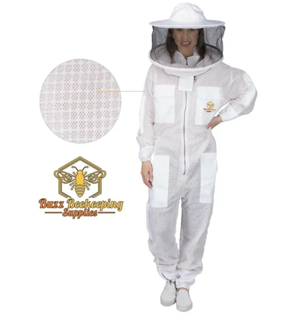 Ventilated Beekeeping Suit & Goatskin Gloves & Bee Family Stickers - YKK Meta...