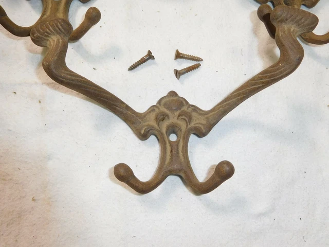 Antique ~Salvage ~Cast Iron Double Hat/Coat Hooks ~ (3) Available   ~ #2441