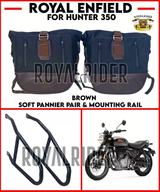 Royal Enfield PAIRE DE RAILS DE MONTAGE ET PAIRE DE VALISES SOUPLES MARRON...