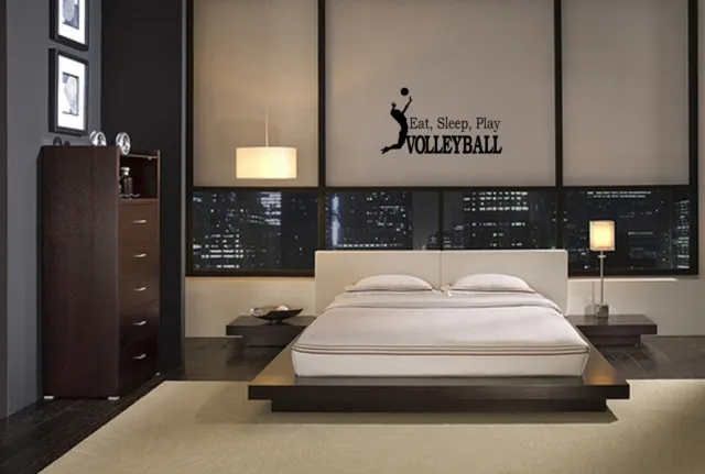 Eat Sleep Play Volleyball Vinyl Wall Decal Lettering Decor Sticker Room Sports