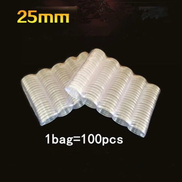 Porte-boîtiers à pièces transparentes soignées conteneurs 25 mm (paquet de 1