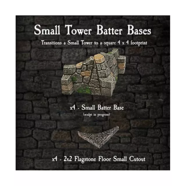 Dwarven Forge Castle Builder Small Tower Batter Bases NM