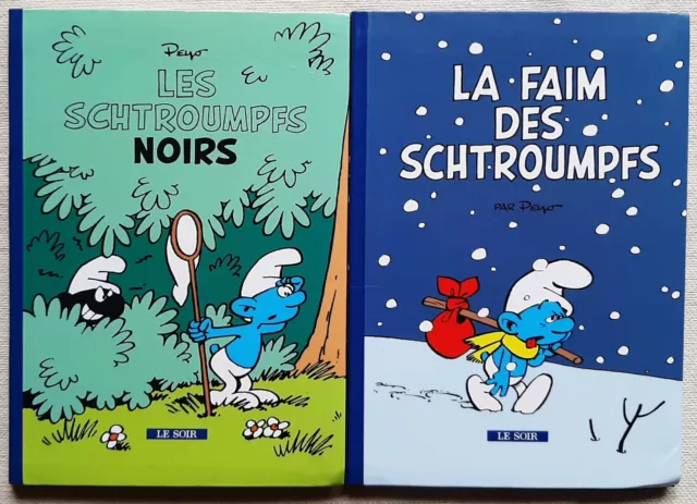 Les Schtroumpfs Lot De 2 Albums .Publicitaires Journal Le Soir Mini Format