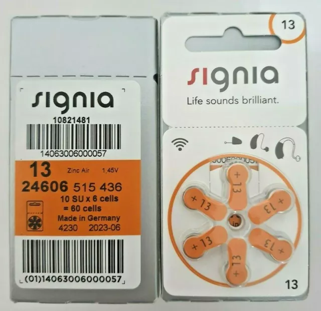 Signia Mercury Free Hearing Aid Batteries x60 Size 13