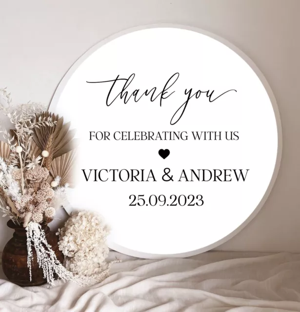 Personalised Round Thank You Wedding Favour Stickers Labels Sweet Cone