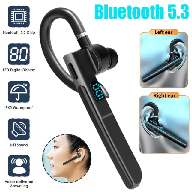 Trucker Wireless Bluetooth Earpiece Headset Dual Mic Earbud Noise Cancelling US