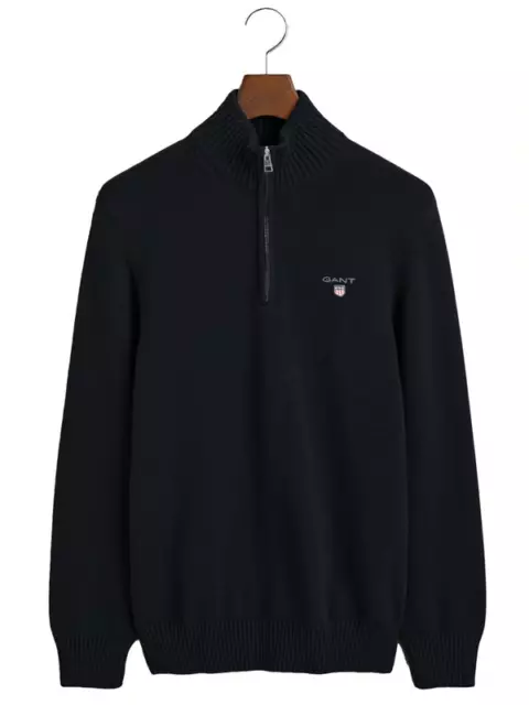 BNWT GANT Mens Black Half Zip Neck Jumper - Size Large