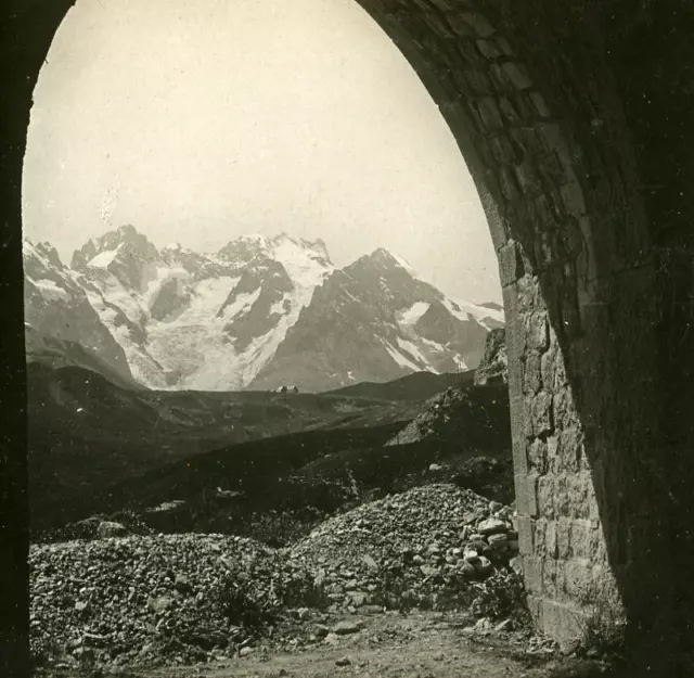 France Alps Lautaret Glacier Instantaneous old Stereo SIP Photo 1900