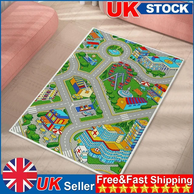 Kids Cartoon Carpet Rectangular Crawling Rug for Playroom Bedroom (60*90cm C)