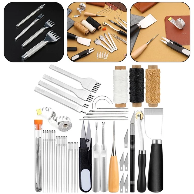 Lot De 7 Outils De Couture Artisanaux En Cuir Avec Fil Ciré - Neuf Pour Travaux Manuels