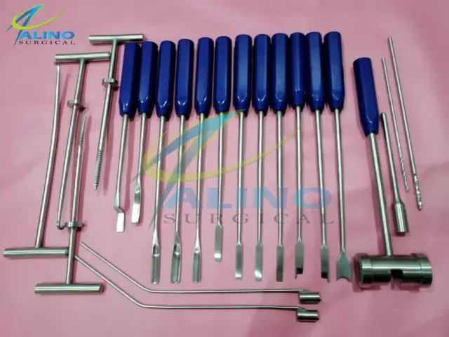 Mueller-Type Cement Removal Instruments Titanium Blue 22 Pcs Orthopedic 2