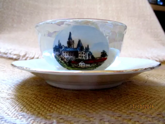 WERNIGERODE HARZ  MOKKATASSE Souvenir  Perlmuttschimmer  AR Malermarke dekorativ