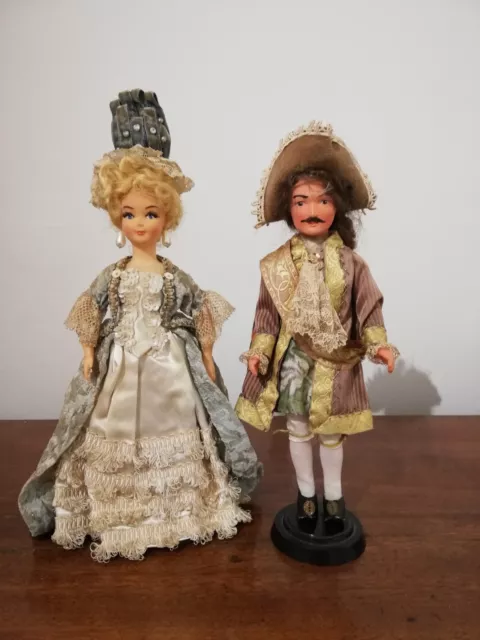 Poupée folklorique historique époque Louis XIV couple courtisans doll vintage