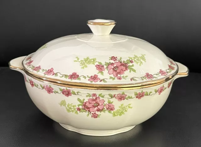 Meakin Rosecliffe 18k Solid Gold Border Lidded Tureen, English 1930s