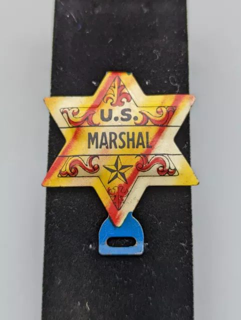 Vintage U.S. Marshal Badge Posts Raisin Bran Tin Metal Litho USA