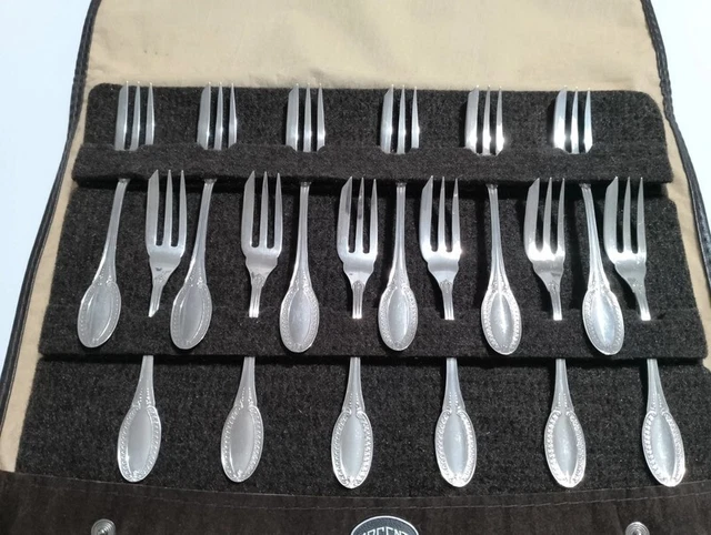12 Forchettine da dolce in argento 800 vintage stile impero