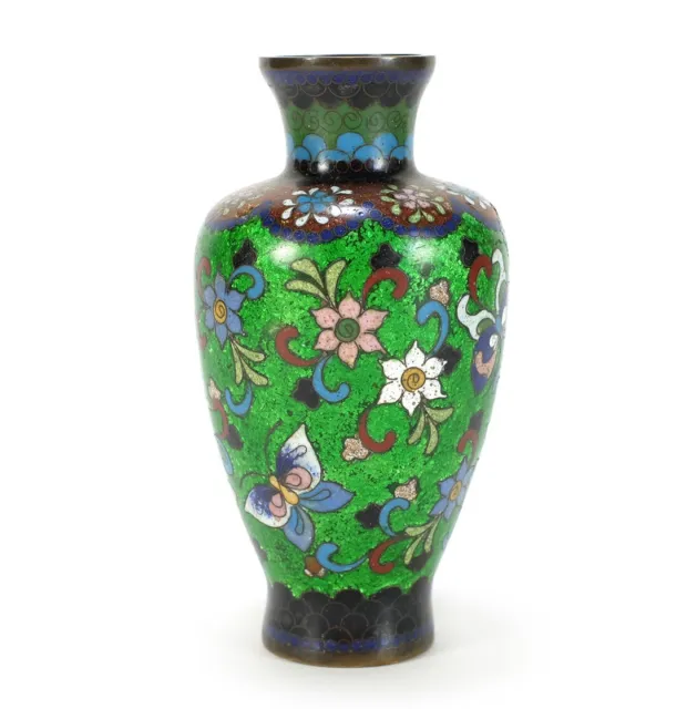 Meiji Period Antique Japanese Cloisonne Vase – 4.75" Tall, Floral Design