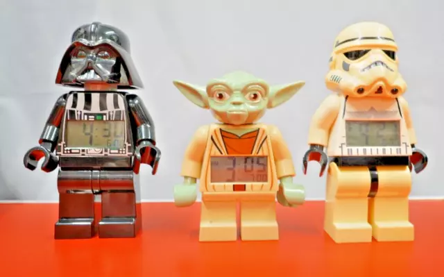 Lego Star Wars Yoda/Darth Vadar /Storm Trooper Alarm Clocks