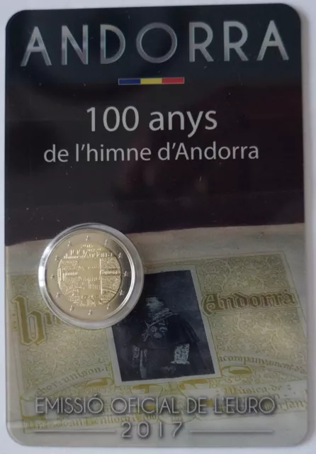 2 Euro Gedenkmünze Andorra 2017 - 100 Jahre der andorranischen Hymne (Coincard)