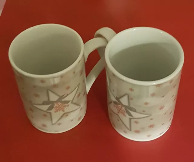 Lot de tasses (2) avec motif étoile - Noël belle tasse à café / tasse à café