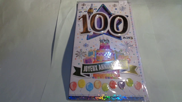 CARTE - Joyeux Anniversaire - 100 Ans - Carte + Enveloppe - N° 596 EUR