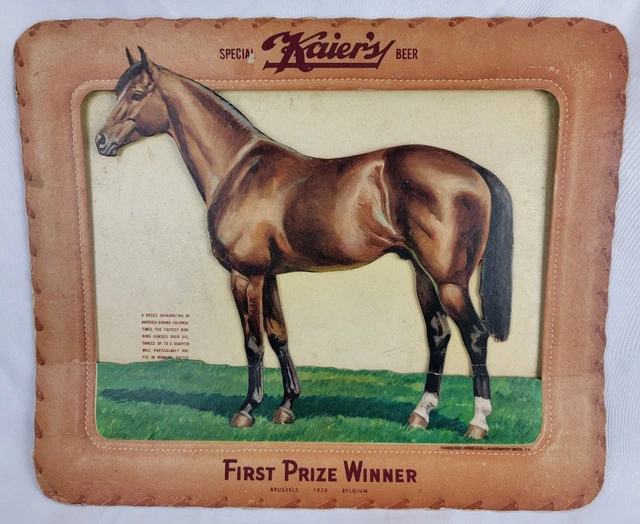 Vtg Kaier's Beer Advertising Diorama Sign Cardboard Quarter Horse Mahanoy City