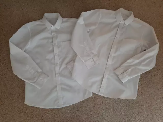 Boys Next 2 x White Long Sleeve Shirts Age 11 Yrs 146 cm School Uniform Used