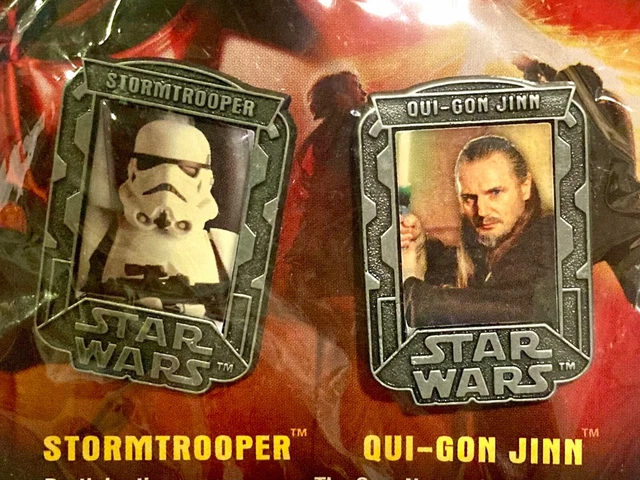 Star Wars Pin Badges Set - Stormtrooper and Qui-Gon Jinn - NEW Metal Episode III