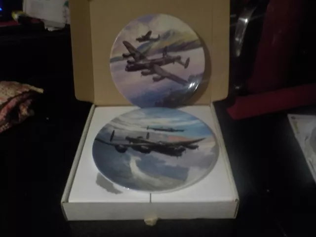 Job Lot of 2 Lancaster Bomber Plates, one boxed.