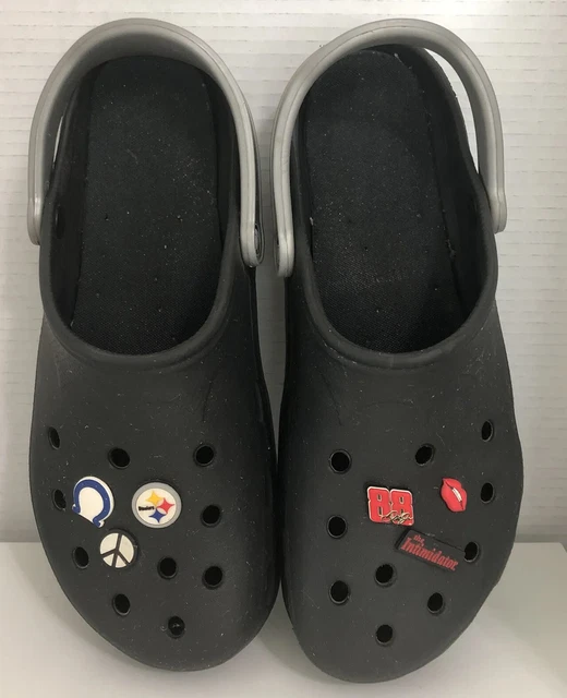 Crocs 3 Dale Earnhardt Round Toe Size 12-13 W XXL Black with Clips Mens