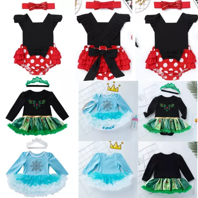 Newborn Baby Girls Romper Christmas Ruffled Polka Dots Bodysuit Jumpsuit Outfits