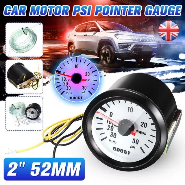 52mm Car Turbo Analogue Boost Vacuum Gauge Pointer Boost 30 Psi Dials Meter